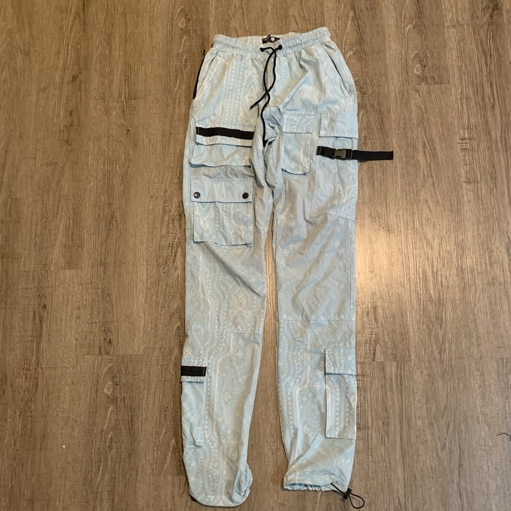 American Stitch Cargo Hiking Pants Blue Paisley Water Resistant Fabric